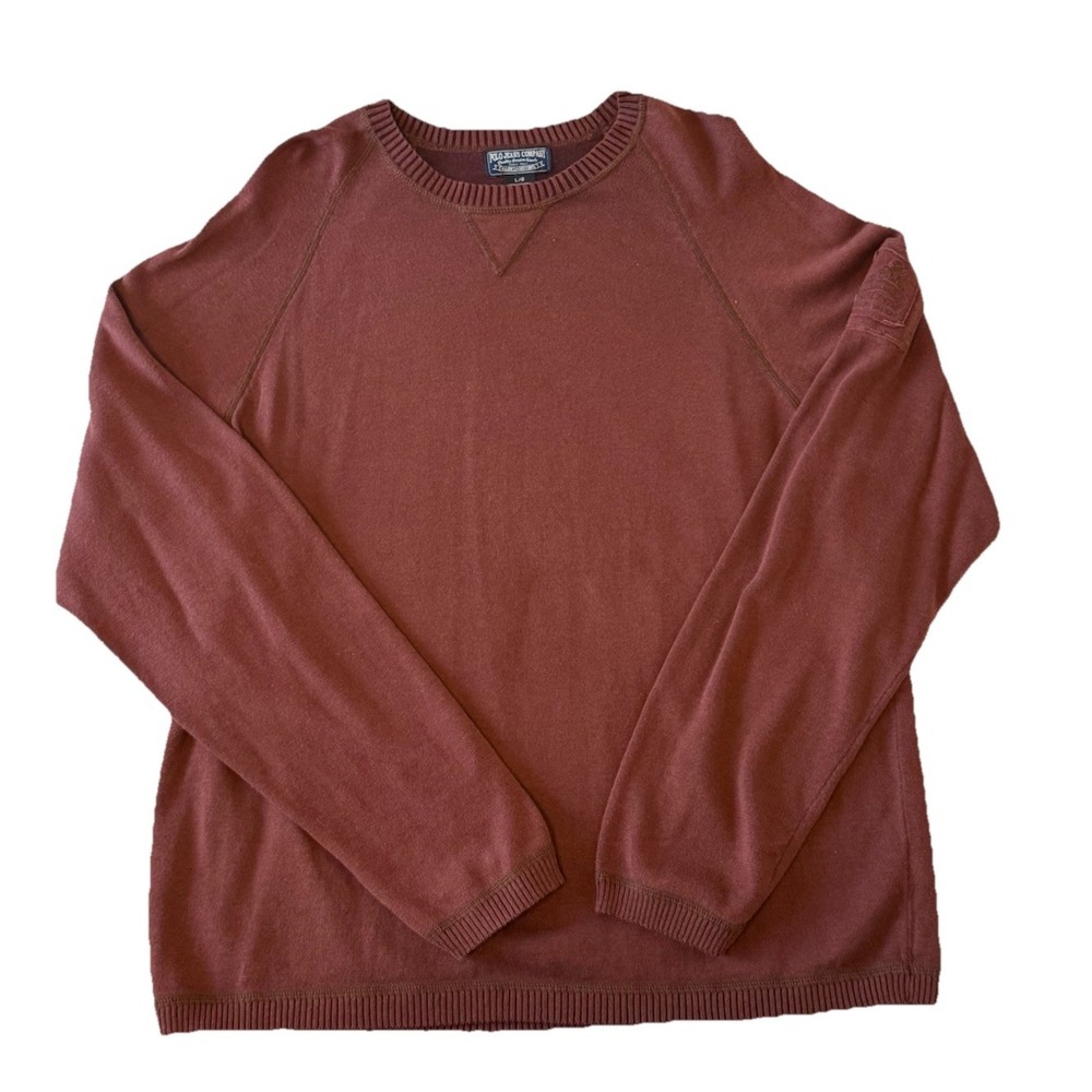 Vintage Polo Jeans Company Ralph Lauren Sweater Mens L Burgundy Cotton Knit Crew